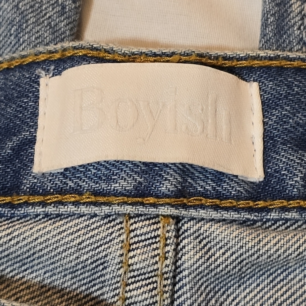 BOYISH By Her Billy Straight Denim Distressed Taxi Driver Button Fly, sz 32 - Picture 6 of 11